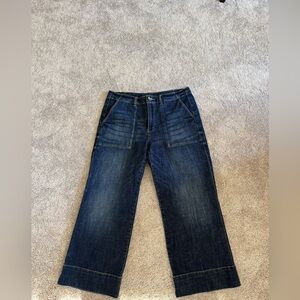 CAbi Women’s Dark Blue Flare Cropped Jeans NWOT